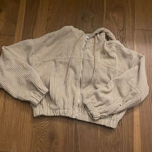 Tan Cropped Zip-Up Jacket